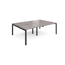 Adapt sliding top double back to back desks 2400mm x 1600mm - black frame, grey oak top