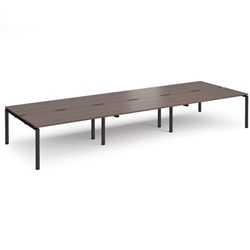 Adapt triple back to back desks 4800mm x 1600mm - black frame, walnut top