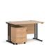 Maestro 25 straight desk 1200mm x 800mm with black cantilever frame and 3 drawer pedestal - beech
