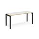 Adapt single desk 1600mm x 600mm - black frame, white top with oak edging