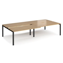 Adapt sliding top double back to back desks 3200mm x 1600mm - black frame, oak top