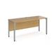 Maestro 25 straight desk 1600mm x 600mm - silver bench leg frame, oak top