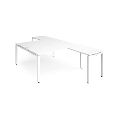 Adapt back to back desks 1600mm x 1600mm with 800mm return desks - white frame, white top
