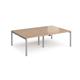 Adapt double back to back desks 2400mm x 1600mm - silver frame, beech top