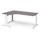 TR10 deluxe left hand ergonomic desk 1800mm - white frame, grey oak top