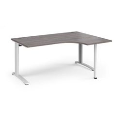 TR10 right hand ergonomic desk 1600mm - white frame, grey oak top