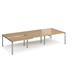 Adapt sliding top triple back to back desks 3600mm x 1600mm - silver frame, oak top