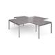 Adapt back to back 4 desk cluster 2800mm x 1600mm with 800mm return desks - silver frame, grey oak top