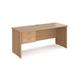 Maestro 25 straight desk 1600mm x 600mm with 2 drawer pedestal - beech top with panel end leg