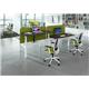 Elev8 Touch sit-stand back-to-back desks 1600mm x 1650mm - silver frame, walnut top