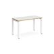 Adapt single desk 1200mm x 600mm - white frame, white top with oak edging