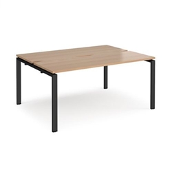 Adapt back to back desks 1600mm x 1200mm - black frame, beech top