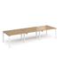 Adapt triple back to back desks 3600mm x 1200mm - white frame, oak top