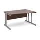 Momento right hand wave desk 1400mm - silver cantilever frame, walnut top
