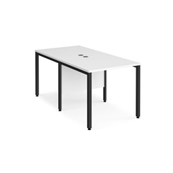 Maestro 25 back to back straight desks 800mm x 1600mm - black bench leg frame, white top