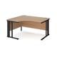 Maestro 25 left hand ergonomic desk 1400mm wide - black cable managed leg frame, beech top