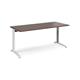TR10 height settable straight desk 1800mm x 800mm - white frame, walnut top