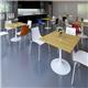 Genoa square dining table with silver trumpet base 800mm - white