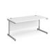 Contract 25 straight desk with silver cantilever leg 1600mm x 800mm - white top