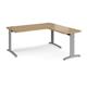 TR10 desk 1600mm x 800mm with 800mm return desk - silver frame, oak top
