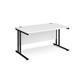 Maestro 25 straight desk 1400mm x 800mm - black cantilever leg frame, white top