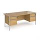 Contract 25 straight desk with 2 and 2 drawer pedestals and silver H-Frame leg 1800mm x 800mm - oak top