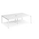 Adapt sliding top double back to back desks 2400mm x 1600mm - white frame, white top