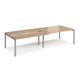 Adapt sliding top double back to back desks 3200mm x 1200mm - silver frame, beech top