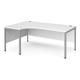 Maestro 25 left hand ergonomic desk 1800mm wide - silver bench leg frame, white top