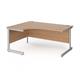 Contract 25 left hand ergonomic desk with silver cantilever leg 1600mm - beech top