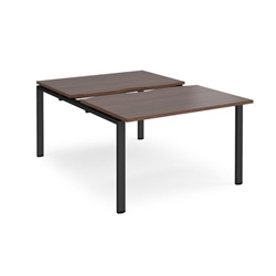 Adapt sliding top back to back desks 1200mm x 1600mm - black frame, walnut top