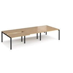 Adapt sliding top triple back to back desks 3600mm x 1600mm - black frame, oak top