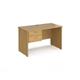 Maestro 25 straight desk 1200mm x 600mm with 2 drawer pedestal - oak top with panel end leg