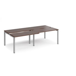 Adapt sliding top double back to back desks 2400mm x 1200mm - silver frame, walnut top