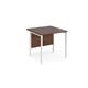 Maestro 25 straight desk 800mm x 800mm - white H-frame leg, walnut top