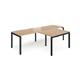 Adapt double straight desks 2800mm x 800mm with 800mm return desks - black frame, beech top