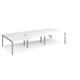 Adapt sliding top triple back to back desks 3600mm x 1600mm - silver frame, white top
