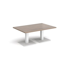Brescia rectangular coffee table with flat square white bases 1200mm x 800mm - barcelona walnut