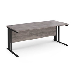 Maestro 25 straight desk 1800mm x 800mm - black cable managed leg frame, grey oak top