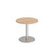 Monza circular dining table with flat round brushed steel base 800mm - beech