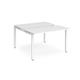 Adapt sliding top back to back desks 1200mm x 1200mm - white frame, white top