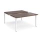 Adapt sliding top back to back desks 1400mm x 1600mm - white frame, walnut top