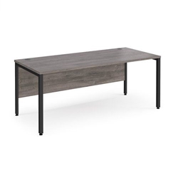 Maestro 25 straight desk 1800mm x 800mm - black bench leg frame, grey oak top