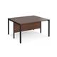 Maestro 25 back to back straight desks 1400mm x 1200mm - black bench leg frame, walnut top
