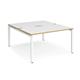 Adapt back to back desks 1400mm x 1600mm - white frame, white top with oak edging
