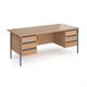 Contract 25 straight desk with 3 and 3 drawer pedestals and graphite H-Frame leg 1800mm x 800mm - beech top