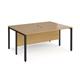 Maestro 25 back to back straight desks 1600mm x 1200mm - black bench leg frame, oak top