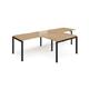 Adapt double straight desks 3200mm x 800mm with 800mm return desks - black frame, oak top