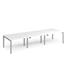 Adapt triple back to back desks 3600mm x 1200mm - silver frame, white top