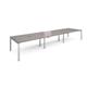 Adapt triple back to back desks 4800mm x 1200mm - silver frame, grey oak top